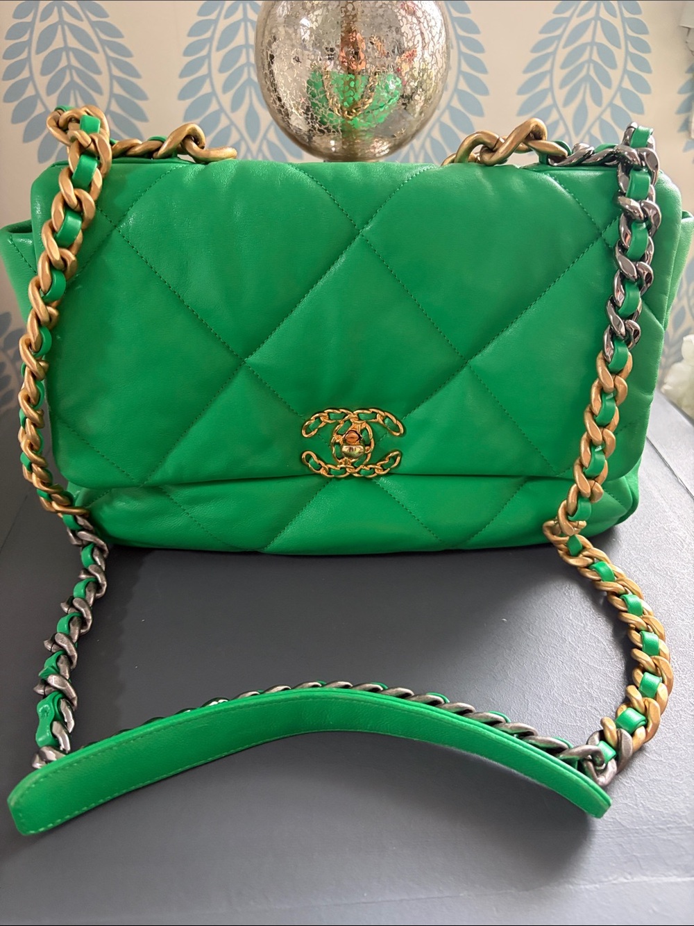 CHANEL medium size 19 bag Kelly green